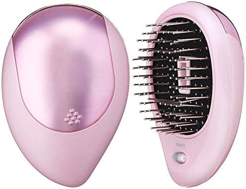 Portable Electric Ionic Hairbrush Takeout Mini Hair Brush Comb Massage for Women Modeling Styling Hairbrush Small (Pink)