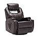 SUNCOO Massage Recliner Chair Ergonomic Bonded Leather Recliners Heated Lounge with Cup Holders 360 Degree Swivel Manual Reclining Sofa 19 in 1