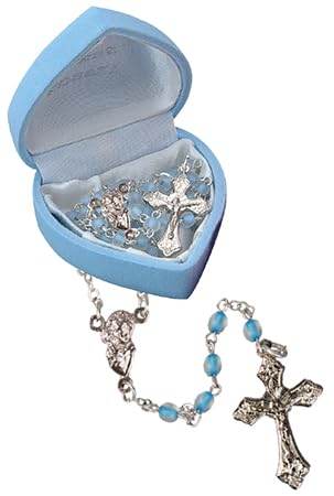 The Healing Corner Baby First Rosary Beads Communion Christening Baptism Boy Blue