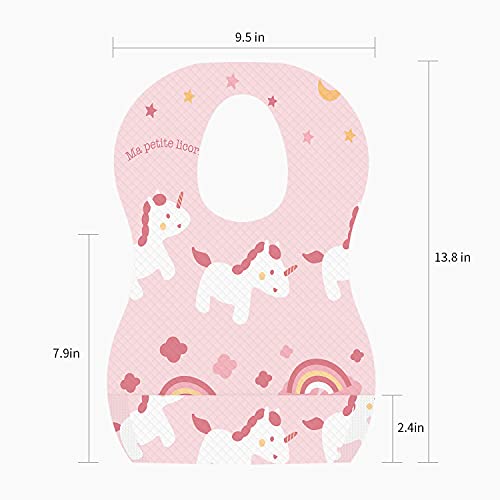 SUNVENO Disposable Bibs, Baby Disposable Bib Leakproof Liner & Reusable Fastener with Pocket
