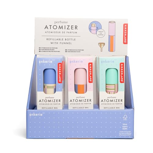 Kikkerland Inkerie Perfume Atomizer in Surprise Colors – Mini Spray Bottle for Fragrance & Cologne – Reusable & Easy-Fill Travel Essentials