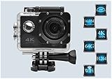 LDGJ 4K WIFI Sports Action Camera Ultra HD Waterproof DV Camcorder 12MP 170 Degree Wide Angle 2 inch LCD Screen Independent Apps for iOS and Android / Black