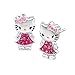 Hello Kitty Stud Earrings with Swarovski Crystal in Sterling Silver