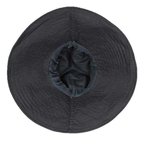 Sagton Large Wide Brim Sun Hat for Women,Summer Foldable UV Protection Windproof Strap Hats for Beach Travel Fishing Black - Thumbnail 3