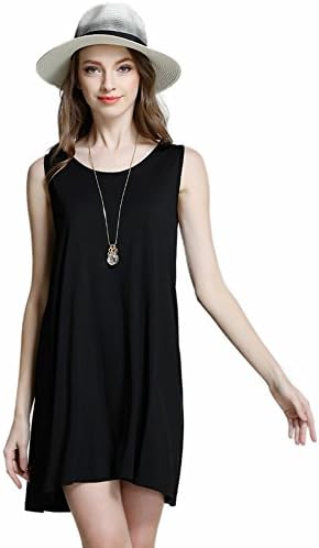 Women's Casual Plus Size Summer Bodycon T-Shirt Plain Loose Sleeveless Tank Mini Short Dress