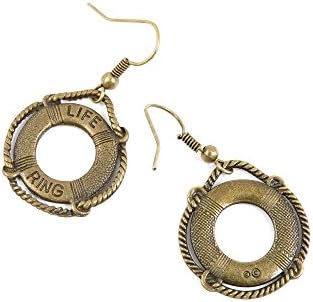 50 Pairs Earring Jewelry Making Charms Antique Bronze Findings Hooks Supplies Wholesale Supply Handmade L8DJ5 Lifebuoy Life Ring