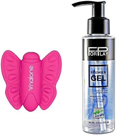 Nalone Madam Mini Silicone Butterfly Massager Pink and Premium Water-based Personal Lubricant 5 Oz Forplay Premier