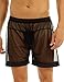 FEESHOW Men's See-Through Mesh Loose Shorts Underwear Cover up Boxer Trunks Black Medium