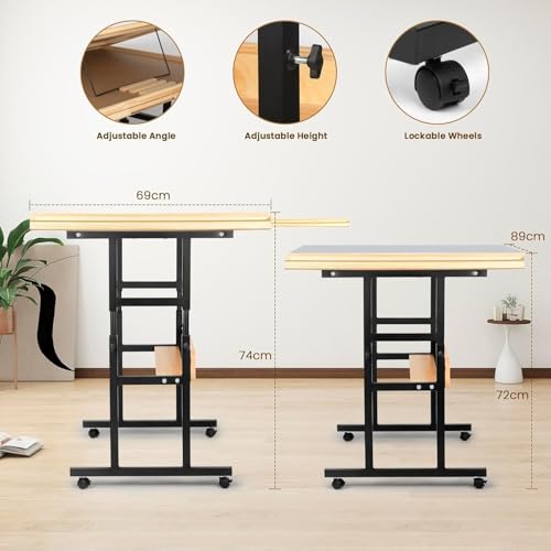 Jigsaw Puzzle Table 1500 Pieces Adjustable Height Puzzle Board, Puzzle Table Anti Slip Felt with Leg Rolling, Sorting Drawer, Cover and Storage for Adults Birthday Gift