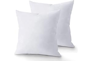 QUBA LINEN 18 x 18 Throw Pillow Insert - Pack of 2 White, Down Alternative Pillow Inserts for Decorative Pillow Covers, Throw Pillows for Bed, Couch Pillows for Living Room (Pack of 2)