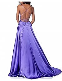 Halter vestidos de fiesta largos divididos en una línea de espaguetis vestidos de noche con bolsillos 2019