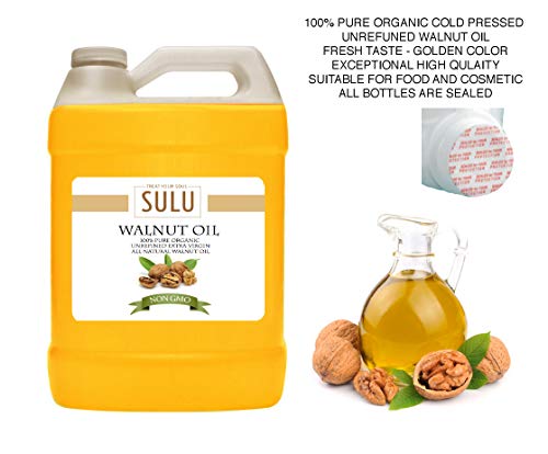 100% Pure Organic Cold Pressed Unrefined Walnut Oil 1 Gallon (128 FL.OZ)