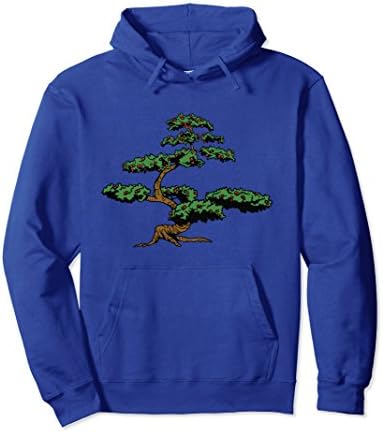 Unisex Traditional Asian Zen Tree Print Pullover Hoodie Medium Royal Blue