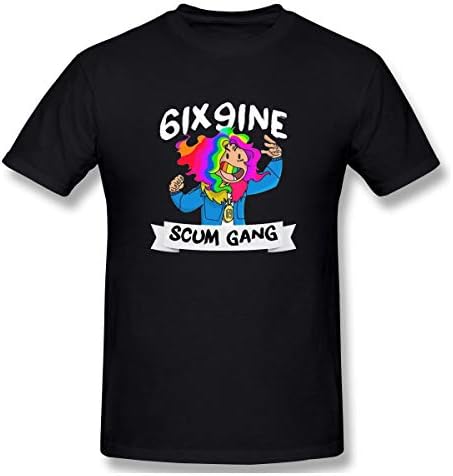 PopularTee Men 6ix9ine Scum Gang Casual T-Shirt Black