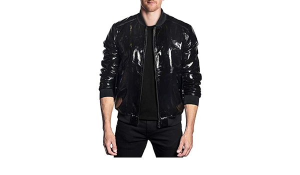 black shiny bomber jacket