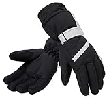 Simplicity Women's Waterproof 3M Thinsulate Winter Ski Gloves,Black Silver,M