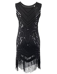 Vijiv Vestido de mujer de los años 20, estilo vintage, con cuentas de Gatsby, lentejuelas, estilo Art Nouveau Deco