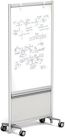 Merge Works Mobile Dry Erase WHITEBOARD 35x72 Double Sided w Accessory Rail, Silver Frame