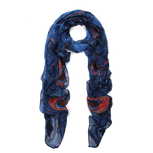 Premium Elegant Peacock Feather Scarf Wrap, Blue