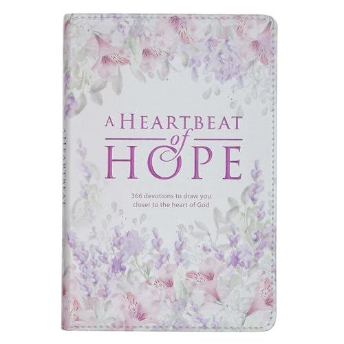 A Heartbeat of Hope - 366 Devotions to Draw You Closer to The Heart of God, Purple Floral Faux Leather Devotional for Women