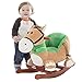Rocking Horse Plush Animal on Wooden Rockers with Seat & Seat Belt and Sounds, Ride on Toy for Babies 1-3 Years, by Happy Trails - Brown (Renewed)
