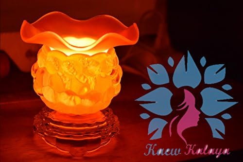 Kaew Kalaya - Luxury Aromatherapy Oils Lamp Electric Fragrance Oil Warmer, Essential Oil Burner with 35 Watt Halogen Bulb and Touch Dimmer Switch for Room Decoration & Relaxation The Ball Model Orange