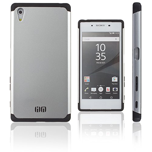 Lilware Angular Armor Hard Plastic Case for Sony Xperia Z5. Rugged Dual Layer Protective Cover. Black/Silver Color