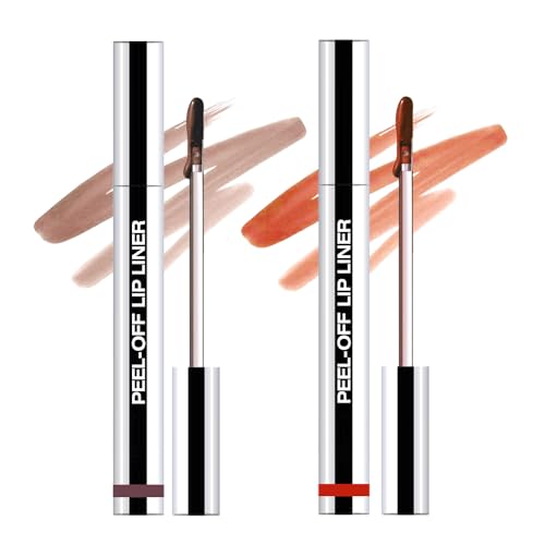 Hxssll 2Pcs Matte Liquid Lip Stain Peel Off Lip Liner Tattoo Set, Waterproof, Smudge-Proof, Peel Off Lip Stain Tattoo, Long-Lasting Non-Stick Cup Lip Gloss for All Skin Types (0.12 fl oz, #05+#07)