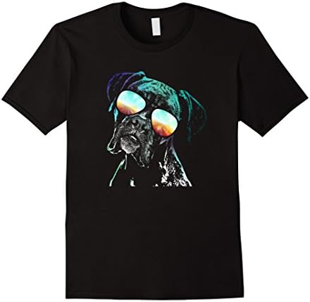 Mens Boxer Neon Dog Shirt Large Black