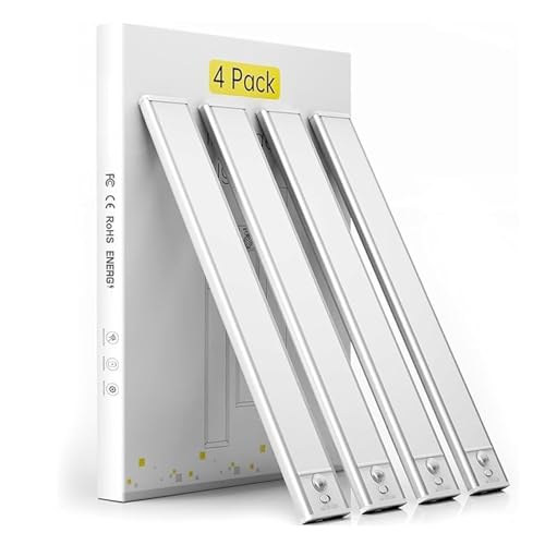 Under Cabinet Lights, 4 Pack 1800Ah Large Motion Sensor Light Indoor with 3 Color Temps, Dimmable Closet Lights, LED Magnetic Light, Rechargeable Under Counter Lights for Kitchen (8Inch-4Pack)