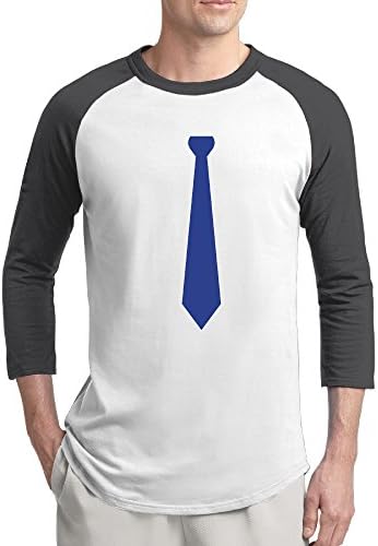 Fun Tie Men 3/4 Sleeves Crew Neck Jersey Black[Size XL Cotton