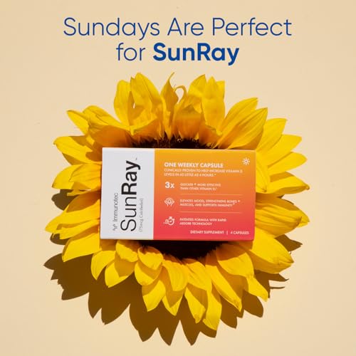 Sunray® Calcifediol Vitamin D Supplement | Fast-Acting Once-Weekly Vitamin D | High Bioavailability 25-Hydroxyvitamin D | Immune, Mood, Bone & Muscle Support | 7 Capsules