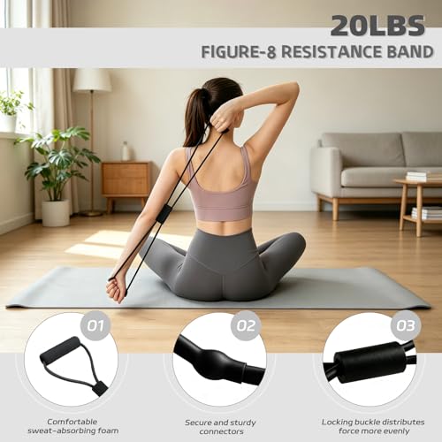 Set of Resistance Bands, Elastic Bands for Pedal and Handles, Ankle Pulleys Gym, Elastic Bands for Figure 8, Fitness Elastic Band for Abs at Home