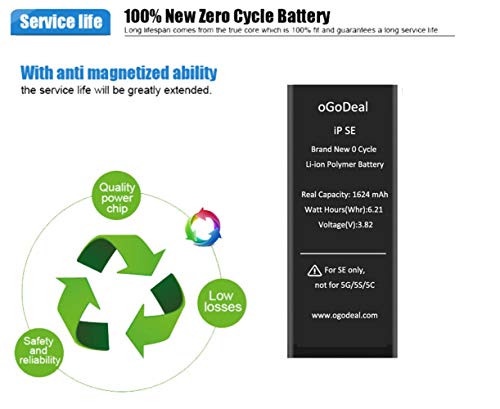 oGoDeal Battery Replacement for iPhone SE Battery Repair Kit, 1624mAh A1723, A1662, A1724 365 Days Warranty