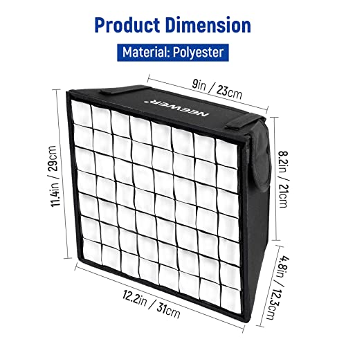 NEEWER12,2"x11,4"Plegable Softbox Difusor con Grid y Bolsa para NL660/SNL660/RGB660/RGB660 Pro/RGB660 PRO II LED Panel Luz Vídeo, Estudio Fotografía Retrato Fotografía YouTube Video Iluminación Suave