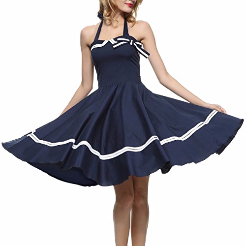 Samtree women s vintage sailor navy style party cocktail halter s…