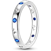 QIKAOLA 925 Sterling Silver Women Rings Colorful Cubic Zirconia Ring Statement Rings for Women Stackable Vintage Rings Size 6-9