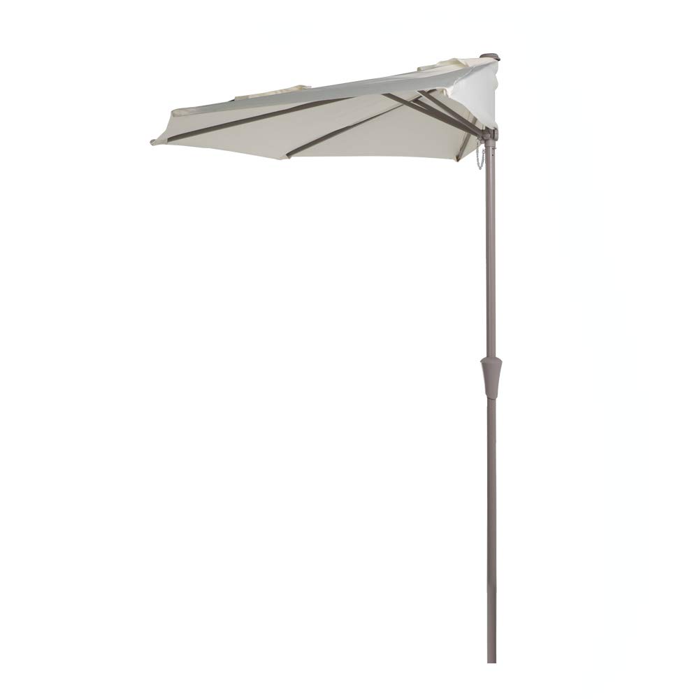 Cobana 9 Half Round Patio Outdoor Umbrella With Crank For Deck Balcony Garden Or Terrace Shade White Amazon In Garden Outdoors