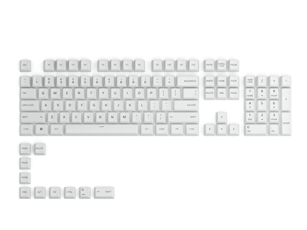 GLORIOUS Gaming 115x GPBT Keycaps - Cherry Profile, Super Durable PBT Plastic, Eye Catching Aesthetics, Superior Sound, Original Typeface - American QWERTY Layout - Arctic White — image 1