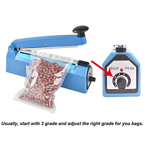 8 inches Impulse Bag Sealer Heat Sealing Machine with Extra Replacement Element Grip Blue - Thumbnail 3