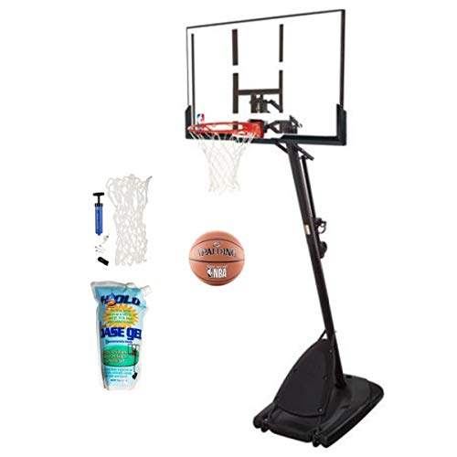 Spalding Pro Slam Portable NBA 54" Angled Pole Backboard Basketball System ((Black)) ((Black 29.5 Super Tack, Base Gel Basket Ball), 54")