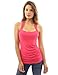PattyBoutik Women Crochet Inset Ruched Detail Tank Top (Pink Medium)