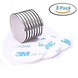 8Pcs Neodymium Disc Magnets, Strong Rare Earth Magnets With 8Pcs Adhesive Backing, Used to Metallic and Non-metallic Surface, 1.26”D X 0.08”H