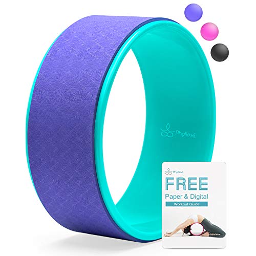 PHYLLEXI Yoga Wheel for Back Pain – Pro Grade Strong & Comfortable Large Dharma Yoga Wheel for Stretching and Improving Backbends