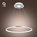 UNITARY Brand Modern Nature White LED Acrylic Dining Room Kitchen Pendant Light Fixture Remote Control Included with 1 Ring Max 35W Chrome Finish 24 inches Diameter