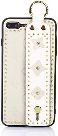 OEMDIY Case for iPhone 8 Plus & iPhone 7 Plus Leather Silicone Soft Phone Case Back Cover with Wrist Strap Stand for Apple iphone8 Plus (2017) and iphone7 Plus (2016) Cases 5.5 inch (Beige)