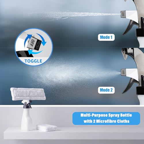 Eave Window Vac Kit, Window Cleaning Equipment with 17cm & 28cm Suction Nozzles, 2000pa Window Vacuum Cleaner Cordless with 45min Battery Life & 270ml Water Tank, Suitable for Windows, Mirrors, WC07