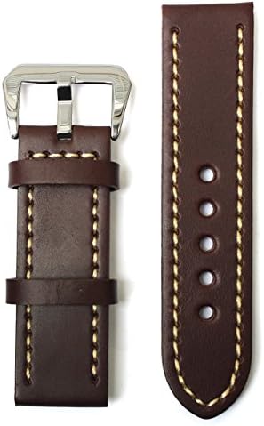 Heavy Duty Thick Panerai Style 26 Millimeters Brown Calfskin Leather Strap