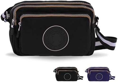 Coronel Tapioca - Bolso bandolera mujer - Bolso mujer - Bolsos bandolera - Bolsos bandolera casual gran capacidad con 3 cremalleras, Negro