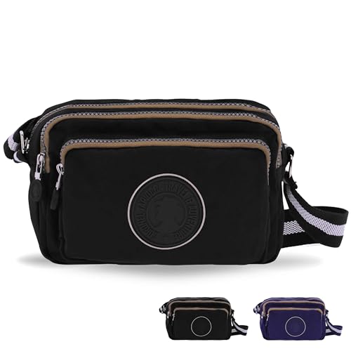 Coronel Tapioca - Bolso bandolera mujer - Bolso mujer - Bolsos bandolera - Bolsos bandolera casual gran capacidad con 3 cremalleras, Negro